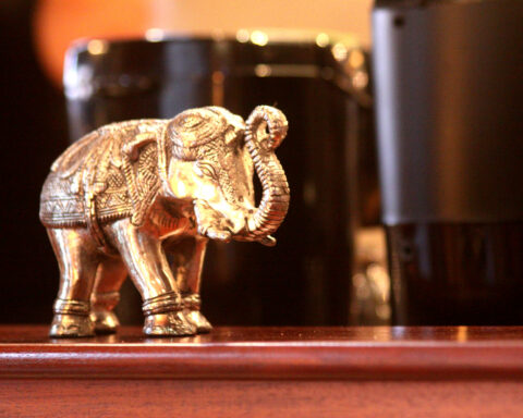 Elephant GOP statue on desk